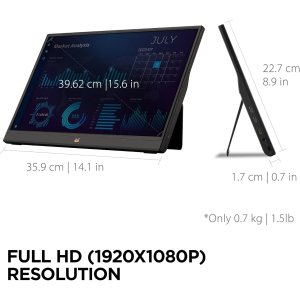 Monitor portatil ViewSonic 16pulgadas VA1655 (15.6pulgadas visible) Full HD 1920x1080 IPS, Mini HDMI, USB-C, altavoces / Viewsonic