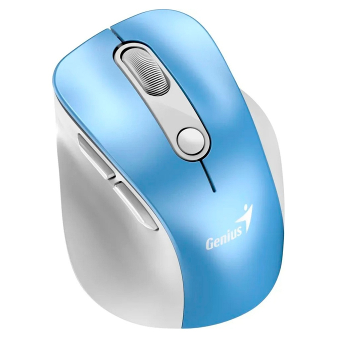 Mouse Genius Ergo 9000S PRO RECARGABLE DUAL WIRELESS Bluetooth 6-BOT SILENT RGB LIGHT BLUE (31030039401) / Genius