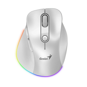 Mouse Genius Ergo 9000S PRO RECARGABLE DUAL WIRELESS Bluetooth 6-BOT SILENT RGB PEARL WHITE (31030039400)