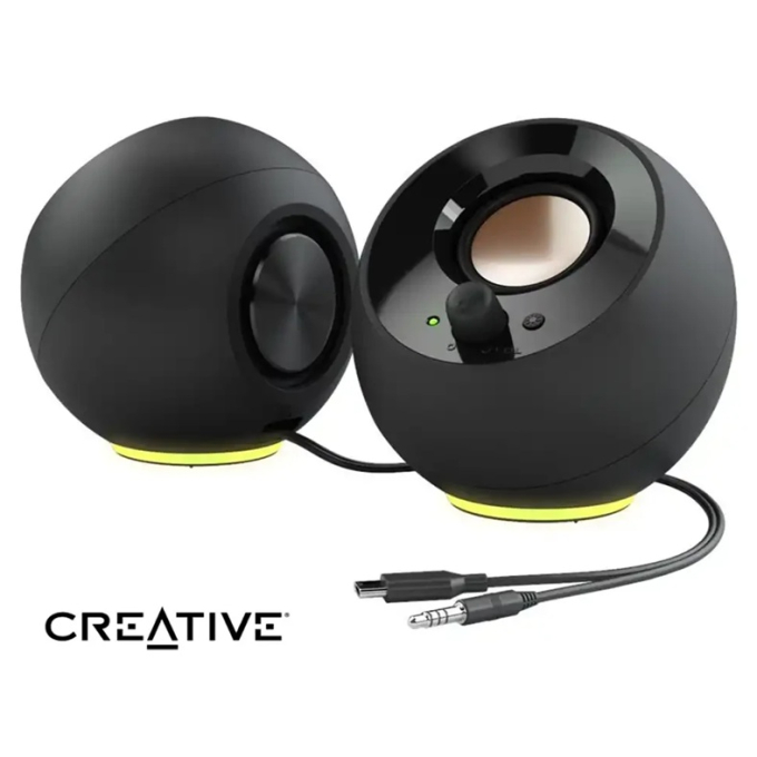 Parlante Creative PEBBLE SE RGB 2.0 4.4W / 8.8W 3.5MM USB-POWER BLACK (51MF1725AA000) / Creative