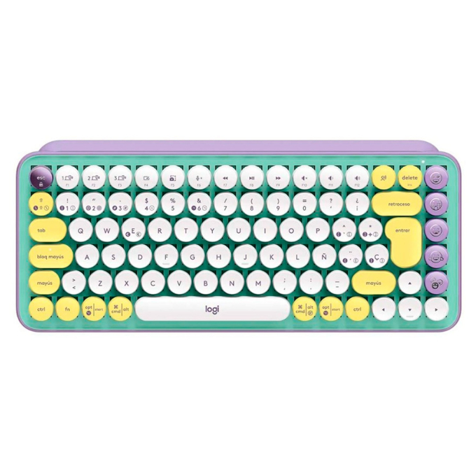 Teclado Logitech POP KEYS MULTI-DEVICE WIRELESS Bluetooth FRESH VIBES LILA/GREEN (920-010714) / LOGITECH