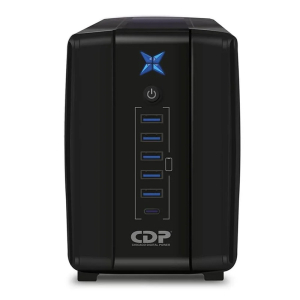 UPS CDP R-UPR1008I 1000VA / 500W 8 SALIDAS / 5 PORT USB / 1 TIPO C / AUTONOMIA 40 MIN BLACK (R-UPR1008I)