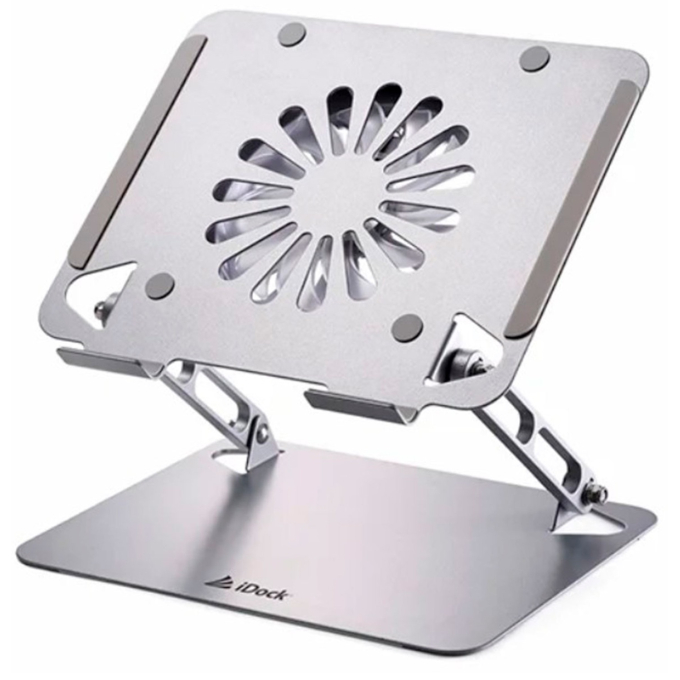 Cooler / Stand iDock para Laptop Galaxy i60 3.0 - Aluminio. Ergonomico angulos ajustables, Ajustable, plegable y portatil, 4 Puertos USB 3.0, Para laptops de 13' a 17' / iDock