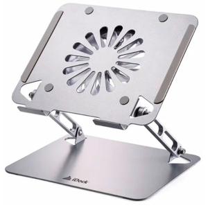 Cooler / Stand iDock para Laptop Galaxy i60 3.0 - Aluminio. Ergonomico angulos ajustables, Ajustable, plegable y portatil, 4 Puertos USB 3.0, Para laptops de 13' a 17'