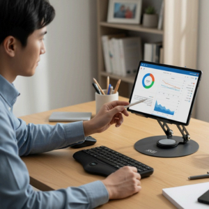 Cooler / Stand iDock para Tablet Element W90 - Aluminio. Portable, plegable, Multi Ángulos, Base giratoria 360° / iDock