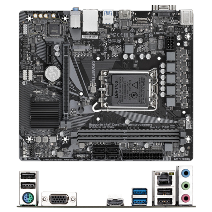 Motherboard Gigabyte B760M K V2 DDR4, Chipset Intel B760, LGA1700, mATX / Gigabyte
