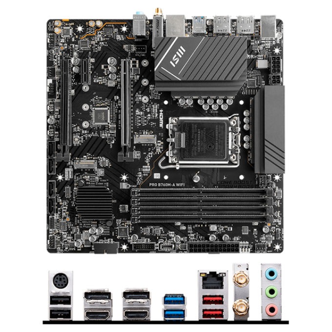 Motherboard MSI PRO B760M-A WIFI, Chipset Intel B760, LGA1700, HDMI x2, DP x2, mATX / MSI