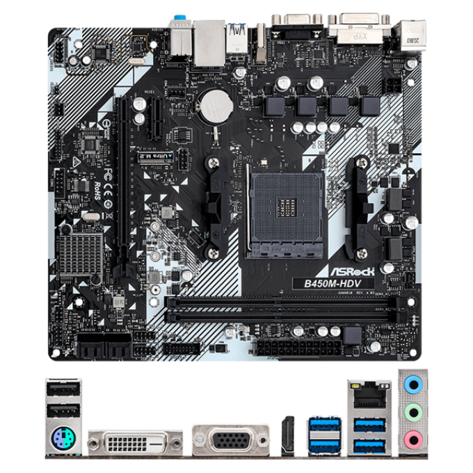Motherboard ASROCK B450M-HDV R4.0, Chipset AMD B450, Socket AMD AM4, mATX / Asock