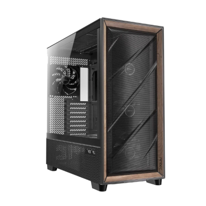 Case Antec FLUX PRO Full Tower — Black y Madera (walnut), Panel de Vidrio / ANTEC