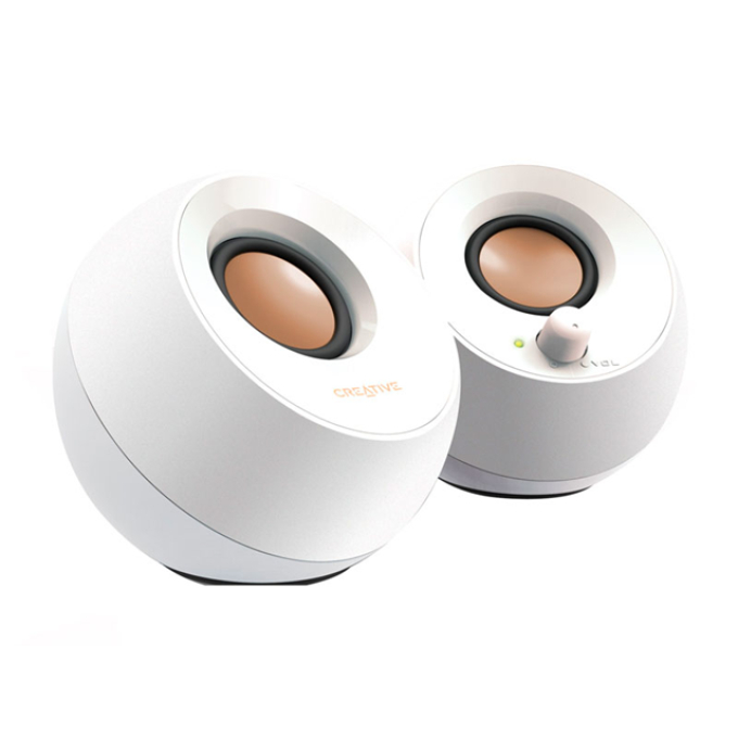 PARLANTE CREATIVE PEBBLE 2.0 4.4W 3.5MM USB-POWER WHITE (51MF1680AA001) 51MF1680AA001 / CREATIVE