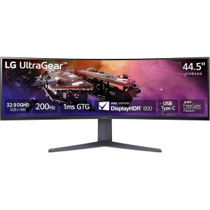 Monitor Curvo LG UltraGear 45pulgadas QHD 5120x1440 1ms 200Hz, FreeSync USB-C 45GR75DC gamer ultrawide / LG