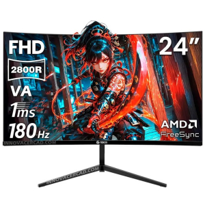 Monitor curvo gaming TEROS TE-2476G 23.8 FHD VA 180Hz 1ms HDMI DP AUDIO OUT negro, gamer
