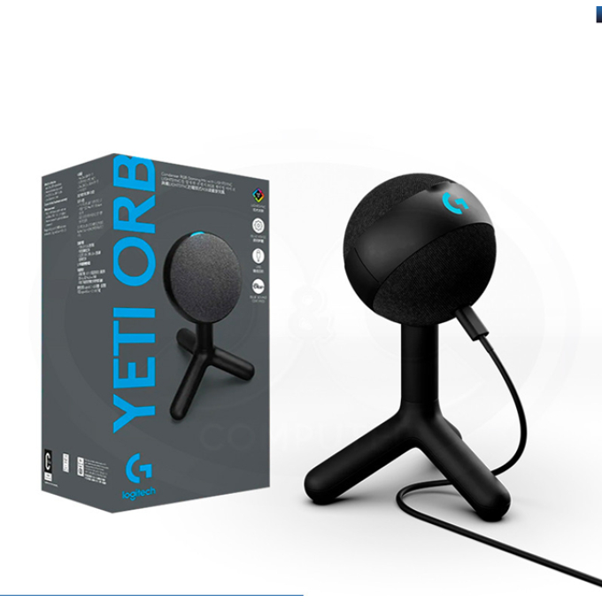 MICROFONO LOGITECH YETI ORB CARDIOID USB P/STREAMING RGB LIGHTSYNC BLACK (988-000550) 988-000550 / Logitech