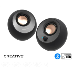 PARLANTE CREATIVE PEBBLE V3 2.0 8W/16W Bluetooth / 3.5MM USB-C-POWER/AUDIO BLACK (51MF1700AA000) / CREATIVE