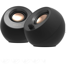 PARLANTE CREATIVE PEBBLE V3 2.0 8W/16W Bluetooth / 3.5MM USB-C-POWER/AUDIO BLACK (51MF1700AA000) / CREATIVE