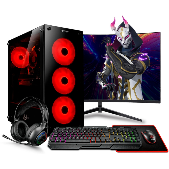 CPU Ensamblado, AMD Ryzen 5 PRO 3400G, Memoria RAM 16Gb, Disco de 500Gb, Monitor Curvo 24pulgadas / 