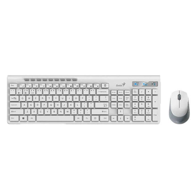 TECLADO GENIUS + MOUSE DUAL WIRELESS Bluetooth SLIMSTAR 8230 AI COPILOT MULTIMEDIA SP WHITE (31340015401) / GENIUS
