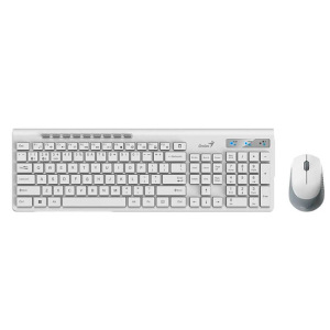 TECLADO GENIUS + MOUSE DUAL WIRELESS Bluetooth SLIMSTAR 8230 AI COPILOT MULTIMEDIA SP WHITE (31340015401)