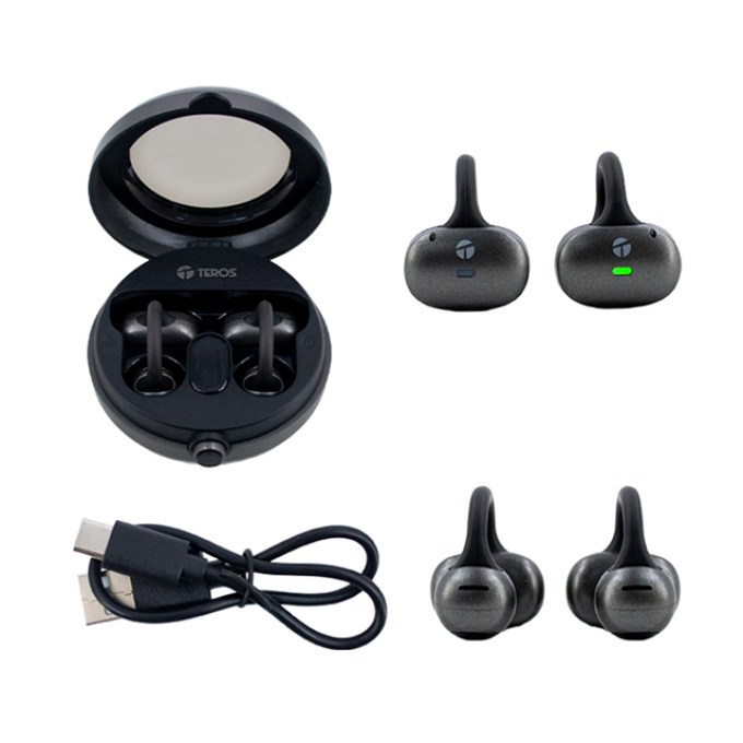 Audifonos Inalambricos TEROS TE-80712N, Bluetooth, Carga Tipo C, Negro Titanium / Teros
