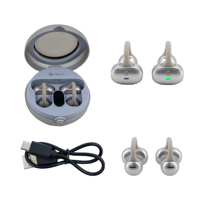 Audifonos Inalambricos TEROS TE80712NE, Bluetooth, Carga Tipo C, Natural Titanium / Teros