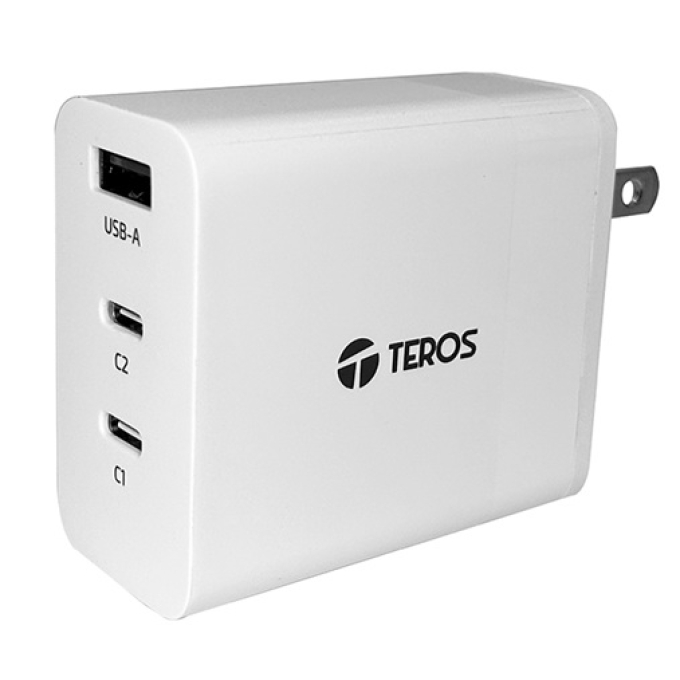 Cargaror de Corriente 65W USB-A USB-C TEROS TE-70207W, GaN, PD 65W, blanco / Teros