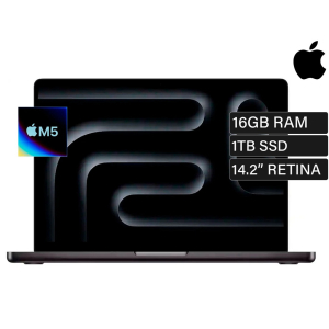 Laptop MacBook Pro, procesador Apple M5 con 10#core CPU y 10#core GPU, Memoria RAM 16Gb, Disco Solido 1Tb SSD, Space Black, Pantalla 14