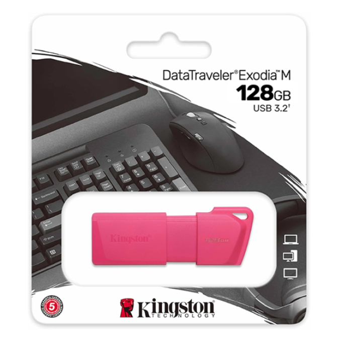 MEMORIA USB 128GB DTXM NEON 3.2 ROSADO KINGSTON (KC-U2L128-7LN) / KINGSTON