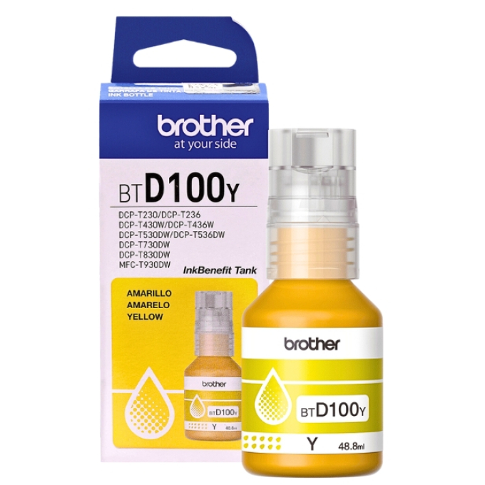 Tinta Brother BTD100Y Amarillo para impresoras MFC-T930DW, DCPT830DW, T730DW, T530DW, T430W , T230 - 5.000 Paginas / BROTHER