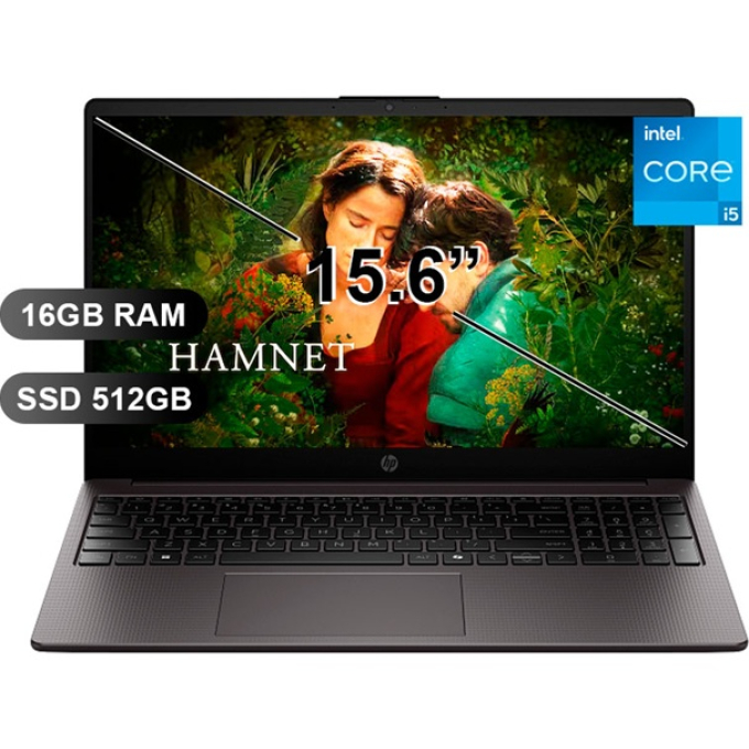 Laptop HP 250 G10, Intel i5-120U, Memoria RAM 16Gb, Disco Solido 512Gb SSD, Pantalla 15.6 HD 1366x768 , C78DYAT / HP