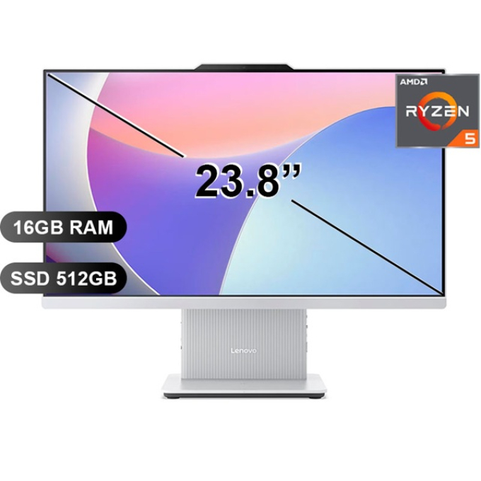 Computadora All-in-One AIO Lenovo Ideacentre 24ARR9, AMD Ryzen5 7535HS, Memoria RAM 16Gb, Disco Solido 512Gb SSD, Pantalla 23.8pulgadas FHD, F0HR009TLD / Lenovo