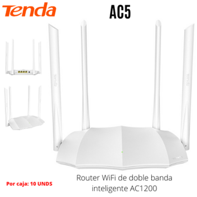 ROUTER INALAMBRICO TENDA AC5 - AC1200 HIGH POWER / TENDA