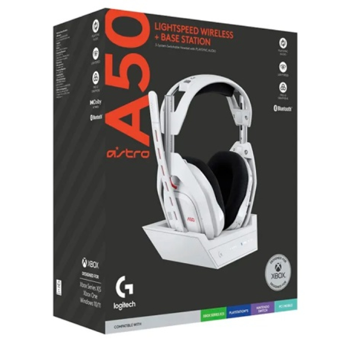 Audifono con Microfono Logitech G ASTRO A50 X LIGHTSPEED / Bluetooth / PS5 / PC / XBOX + BASE WHITE (939-002132) / Logitech