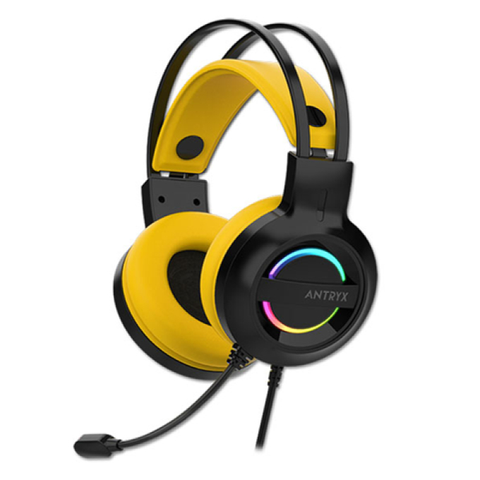 AUDIFONO C/ MICROFONO ANTRYX IRIS-K YELLOW 7.1 VIRTUAL USB AGH-7100KYW / ANTRYX