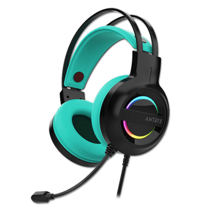 AUDIFONO C/ MICROFONO ANTRYX IRIS-K TURQUOISE 7.1 VIRTUAL, USB (AGH-7100KTE) / ANTRYX