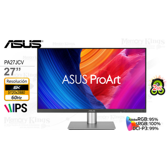 Monitor ASUS - LED-backlit LCD monitor - 27pulgadas 5120 x 2880-IPS-DisplayPort / HDMI / USB / USB-C-Silver PA27JCV / ASUS