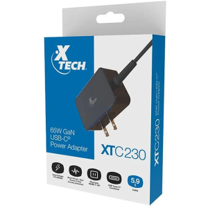 Xtech - 65W GAN USB-C?- Cargador - voltaje 110/240VCA plug NEMA 1-15P 5.9ft XTC-230