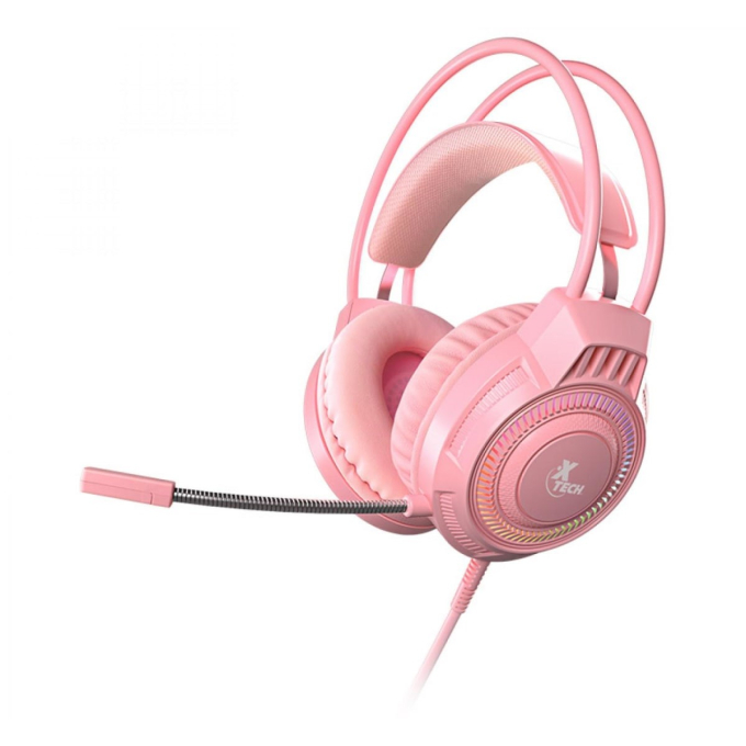 Audifono con microfono Xtech, Headset Para Computer / Para Game console-Wired-3.5mm+USB Pink XTH-564 / Xtech