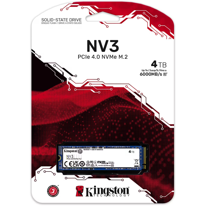 Disco duro solido Kingston - 4TB -NV3 M.2 2280 NVMe SNV3S/4000G / Kingston