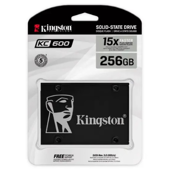 Disco Solido Kingston KC600 cifrado 256 GB-interno-2.5pulgadas-SATA 6Gb/s-AES de 256 bits / Kingston
