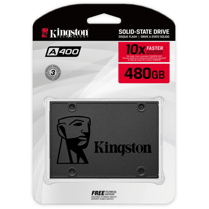 DISCO DURO SOLIDO Kingston A400 - SSD - 480 GB interno-2.5pulgadas-SATA 6Gb/s SA400S37/480G / Kingston