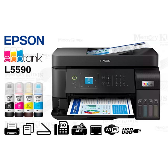 Impresora multifuncional Epson L5590 - Impresora / Copiadora / Fax - Wi-Fi / Ethernet 10 Base-T/100 Base-TX/1000 Base-T / Epson