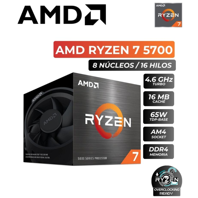 AMD - Ryzen 7 5700. - 65W 4600 MHZ AM4  100-100000743SBX / AMD
