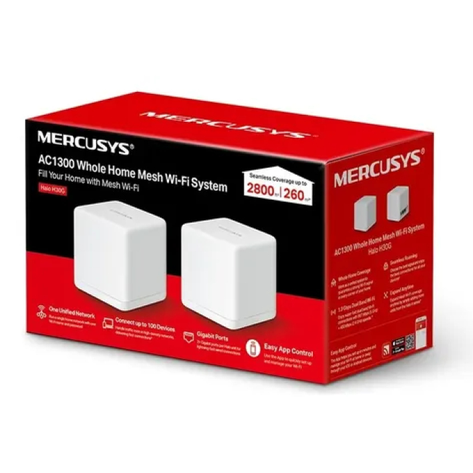 Sistema Wi Fi TP-Link Mercusys Halo H30G(2-pack) AC1300 Whole Home Mesh Halo H30G(2-pack) / TP-Link
