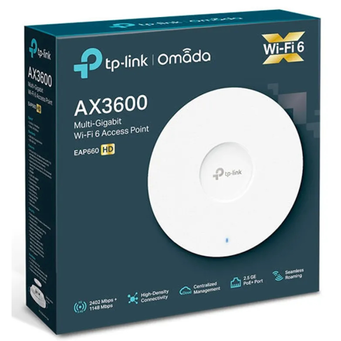 Access Point TP-Link EAP660 HD AX3600 Wireless Dual Band Multi-Gigabit Ceiling Mount Wi-Fi 6 2.4 GHz, 5 GHz-instalable en pared/techo EAP660 HD / TP-Link