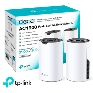 Sistema Wi-Fi TP-LINK Deco S7 V1 - (2 enrutadores) - hasta 3900 pies cuadrados malla-GigE-Wi-Fi 5-Doble banda-Sistema Wi-Fi Mesh Inteligente Doble Banda AC1900-Alcanza velocidades de hasta 600 Mbps en 2,4 GHz y 1300 Mbps en 5 GHz