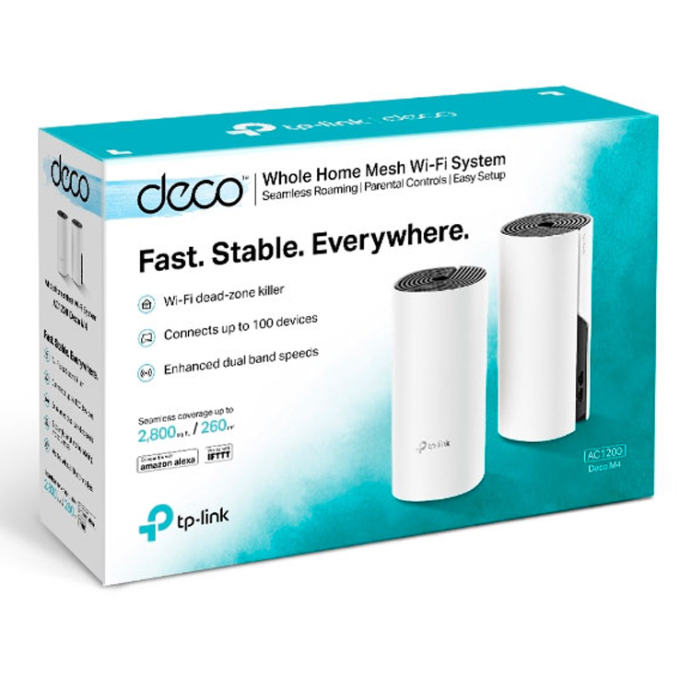 Sistema Wi-Fi TP-LINK Deco E4 (2 enrutadores) hasta 2800 pies cuadrados-malla-Wi-Fi 5-Doble banda DecoE42-pack / TP-Link
