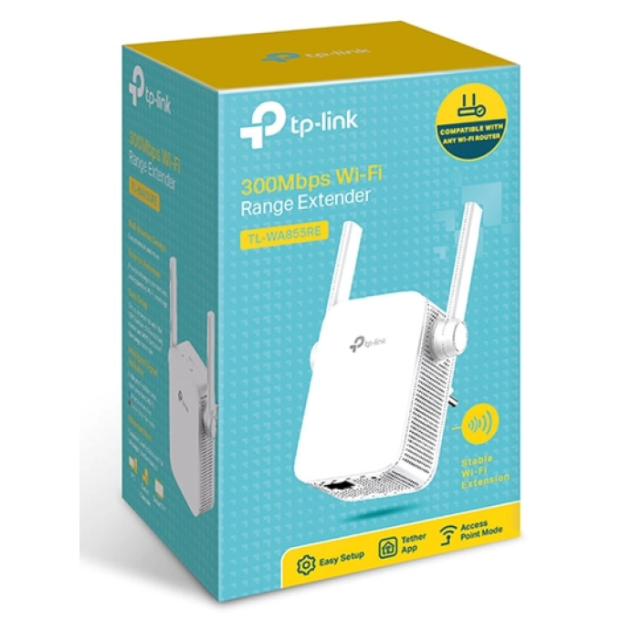 Extensor de Wi-Fi TP-Link TL-WA855RE 300Mbps Mini Wireless N Wi-Fi - 100Mb LAN Wi-Fi-2.4 GHz TL-WA855RE / TP-Link