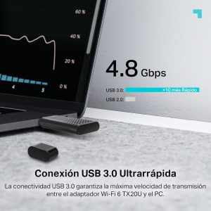 Adaptador USB TP-Link Archer TX20U, USB 3.0, Wi-Fi 5, Wi-Fi 6, Velocidad 1201 Mbps a 5 GHz + 574 Mbps a 2.4 GHz / TP-Link