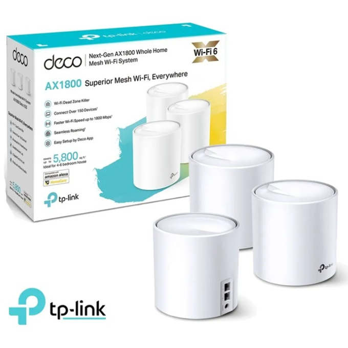 TP-LINK Deco X20 - Sistema Mesh Wi-Fi 6 AX1800 (3 enrutadores) 1GbE Wi-Fi 6-Doble banda, para Toda la Casa / TP-Link