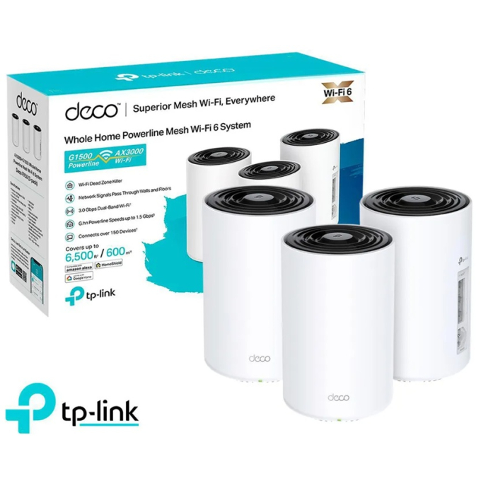 TP-LINK Deco PX50 V1 - Sistema Wi-Fi - (3 enrutadores) hasta 6500 pies cuadrados - malla 1GbE, Wi-Fi 6-Doble banda / TP-Link